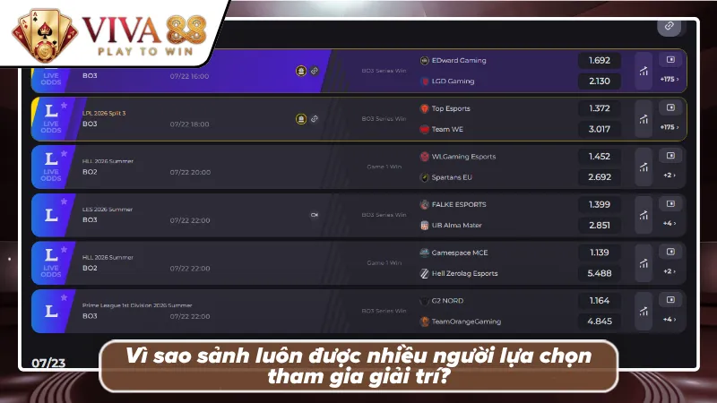 Lý do esports Viva88 được đông đảo dân chơi lựa chọn